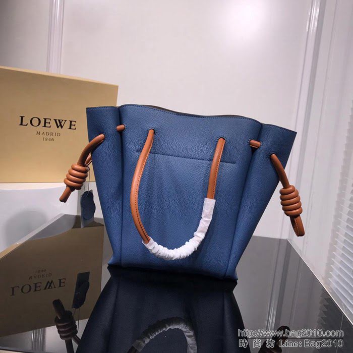 LOEWE羅意威 原版軟皮 最新Flamenco Knot系列 抽繩荔枝紋購物袋 手提肩背包 3041  jdl1113